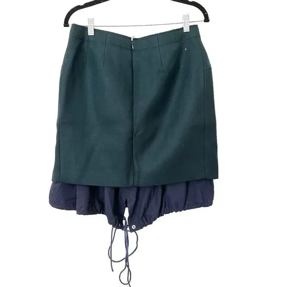 SACAI Wool Overlay Layered Skirt Sz 2 (M) - Picture 2 of 4